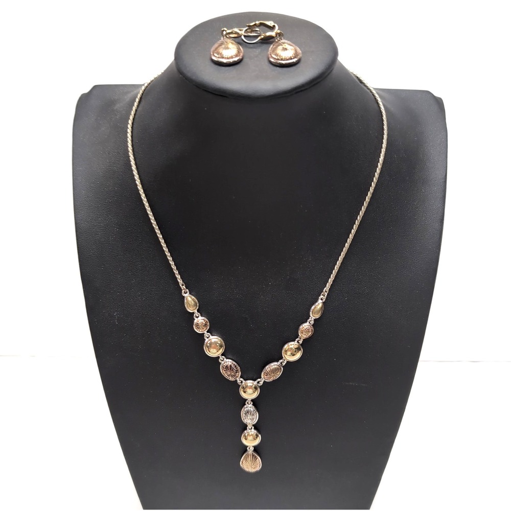 Crazy Horse by Liz Claiborne Tri-Color Sunburst Teardrop Necklace Earring Set